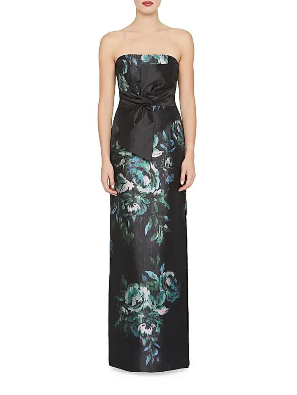 New Kay Unger Constance Floral Mikado Column Gown black multi Size 8   #LD430 - Picture 2 of 11